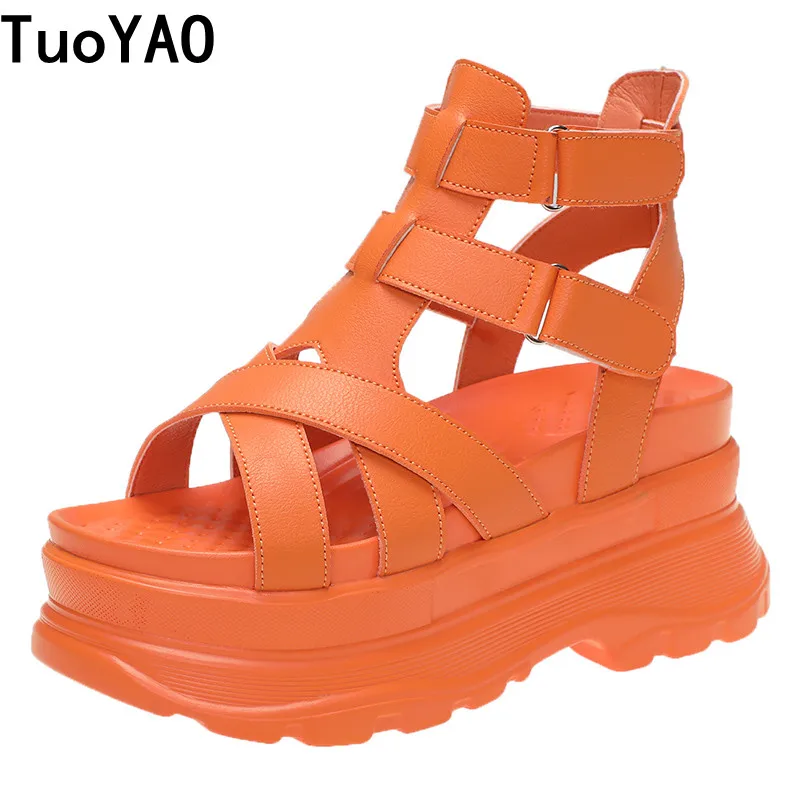 Summer Platform Sandals Women 8CM High Heel Wedges Thick Bottom Casual Shoes New 2022 Comfortable Orange Black Sandals Sneakers
Summer Platform Sandals Women 8CM High Heel Wedges Thick Bottom Casual Shoes New 2022 Comfortable Orange Black Sandals Sneakers