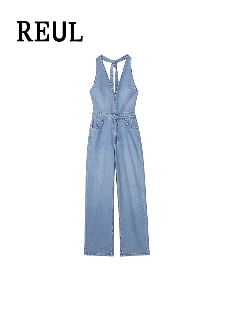 REUL Women Fashion Side Pockets Straight Denim Jumpsuits Vintage Sleeveless Strap Front Button Zipper Fly Female Playsuits Mujer
REUL Women Fashion Side Pockets Straight Denim Jumpsuits Vintage Sleeveless Strap Front Button Zipper Fly Female Playsuits Mujer