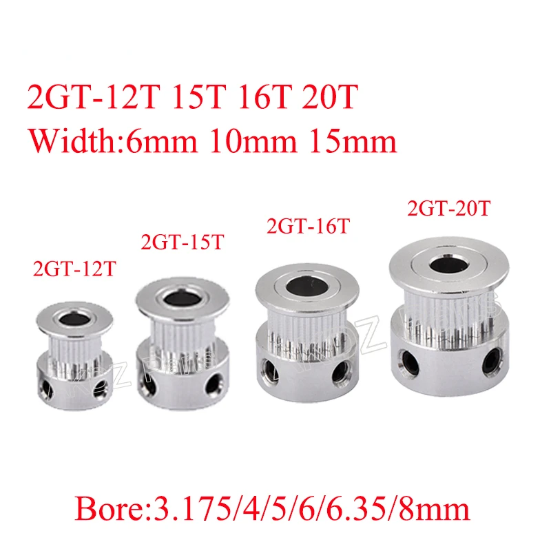 2GT 12 15 16 20 Teeth Alumium Timing Pulley Bore 3.17/4/5/6/6.35/8mm For GT2 Timing Belt Width 6mm 10mm 15mm 3D Printer CNC Part
2GT 12 15 16 20 Teeth Alumium Timing Pulley Bore 3.17/4/5/6/6.35/8mm For GT2 Timing Belt Width 6mm 10mm 15mm 3D Printer CNC Part