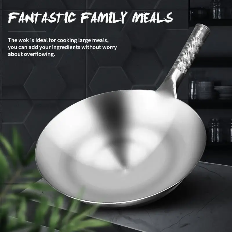 Stainless Steel Wok 1.8mm Thick High Quality Chinese Handmade Wok Traditional Non Stick Rusting Gas Wok Cooker Pan Cooking TSL1
Stainless Steel Wok 1.8mm Thick High Quality Chinese Handmade Wok Traditional Non Stick Rusting Gas Wok Cooker Pan Cooking TSL1
