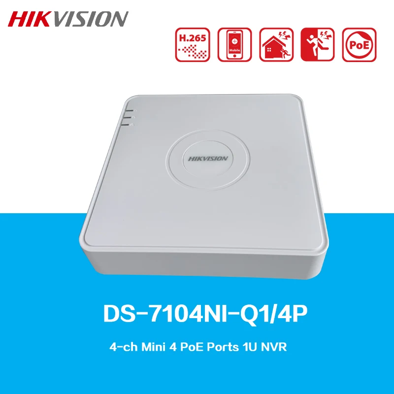 

HIKVISION DS-7104NI-Q1/4P 4-ch Mini 4 PoE Ports 1U NVR, Full-ch Recording Up to 4 MP, 2-ch@4MP or 4-ch@1080p Playback Resolution