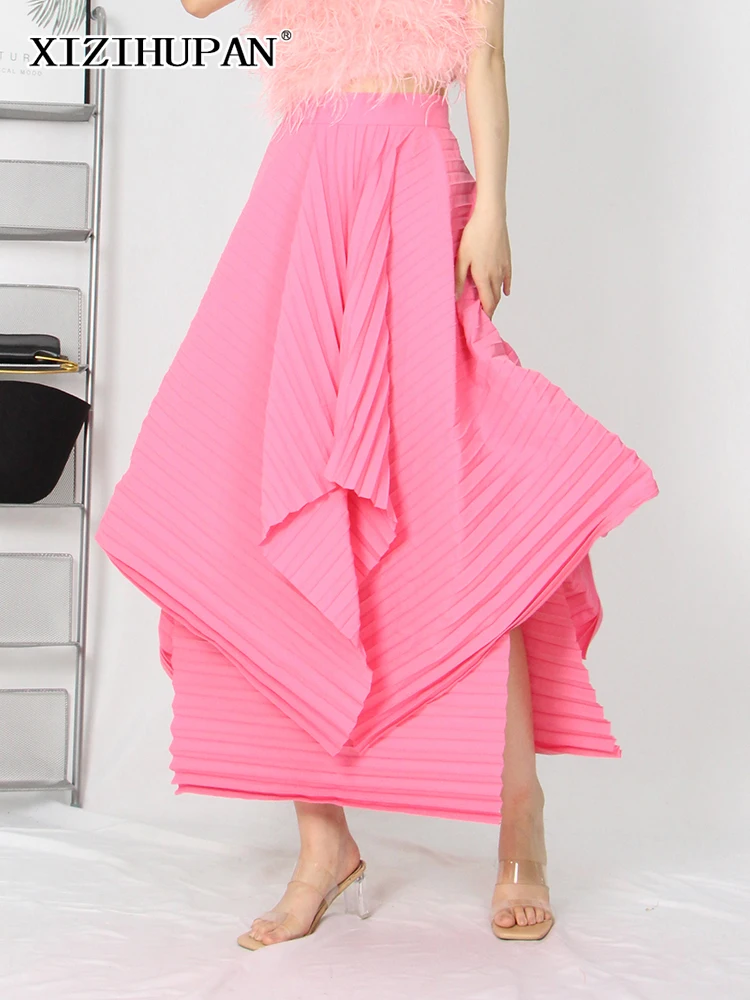 

XIZIHUPAN Asymmetrical Hem Skirt For Women High Waist Patchwork Casual Irregular Long Skirts Female Korean Fashion Clothing New