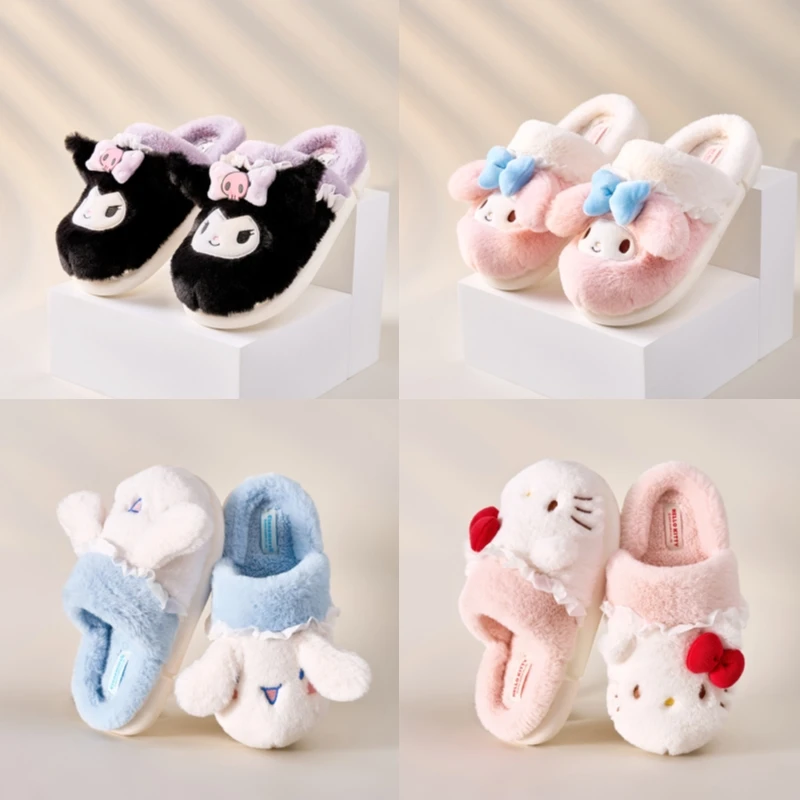 Sanrio Plush Slippers Hello Kitty Floor Slippers Kuromi Warm Winter Indoor Slippers Flat Casual Girl Home Shoes My Melody
Sanrio Plush Slippers Hello Kitty Floor Slippers Kuromi Warm Winter Indoor Slippers Flat Casual Girl Home Shoes My Melody