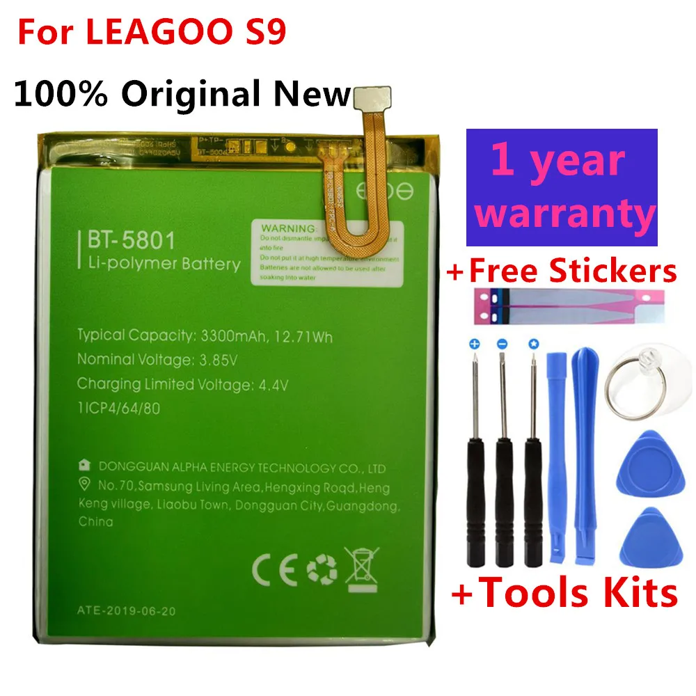 100% Original New High Quality Battery 3300mAh For LEAGOO S9 S 9 BT-5801 BT5801 BT 5801 Batterie Batteries + Free Tools
100% Original New High Quality Battery 3300mAh For LEAGOO S9 S 9 BT-5801 BT5801 BT 5801 Batterie Batteries + Free Tools