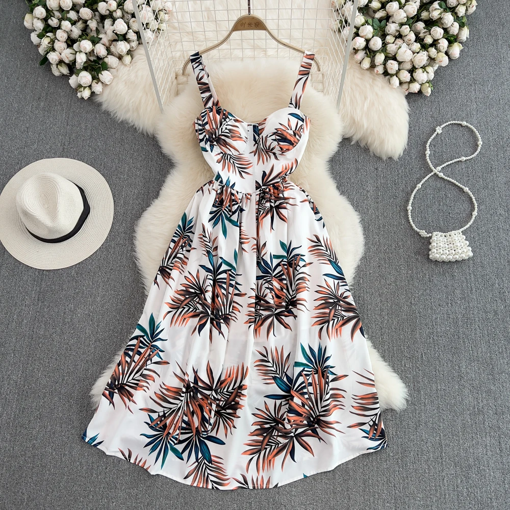 2022 Seaside Vacation Fitted Waist Backless Sleeveless Printing Slip Dress Woman Dress
2022 Seaside Vacation Fitted Waist Backless Sleeveless Printing Slip Dress Woman Dress