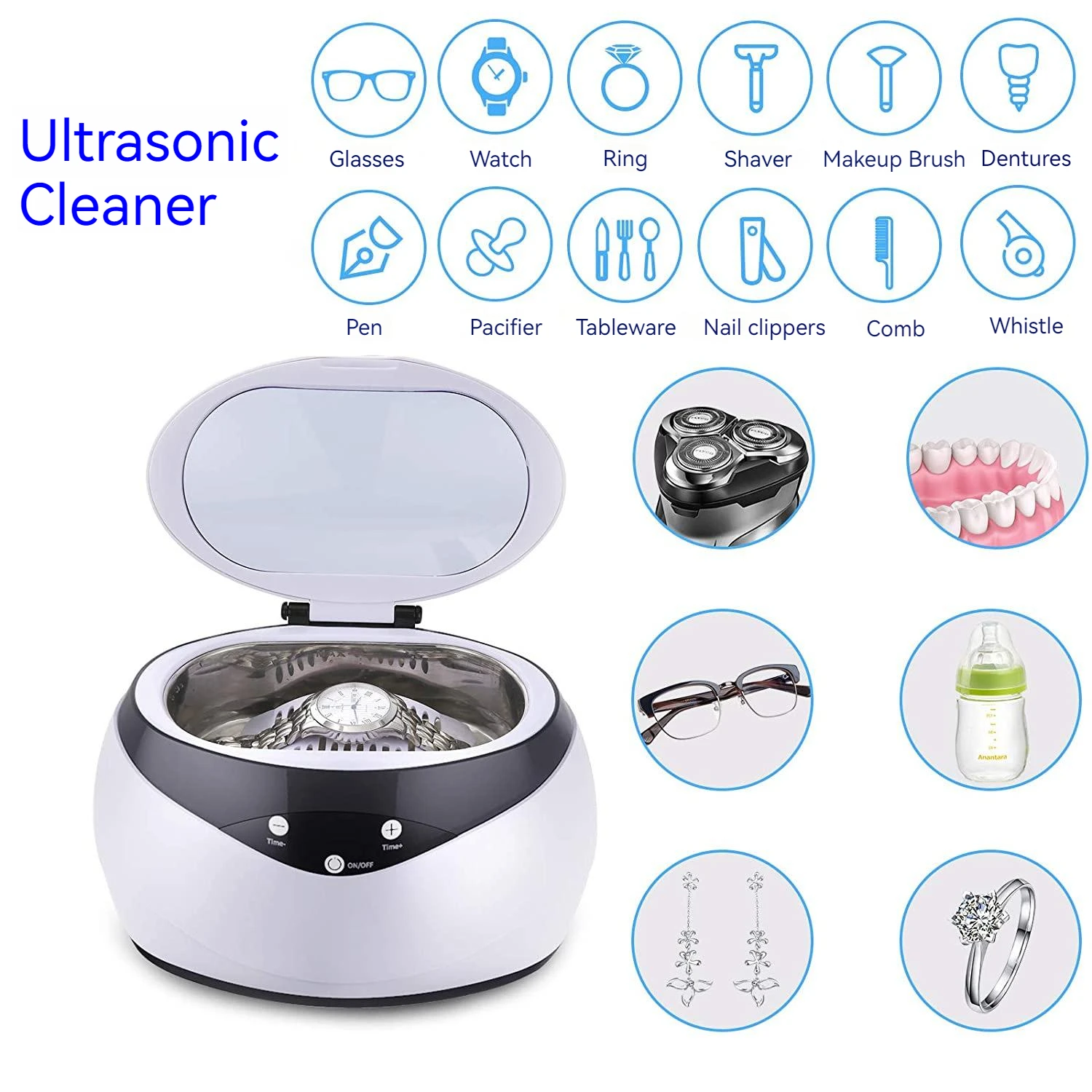 650ML Ultrasonic Cleaning Machine Home Glasses Jewelry Denture Decontamination Machine Intelligent Waterproof Sonic Cleaner
650ML Ultrasonic Cleaning Machine Home Glasses Jewelry Denture Decontamination Machine Intelligent Waterproof Sonic Cleaner