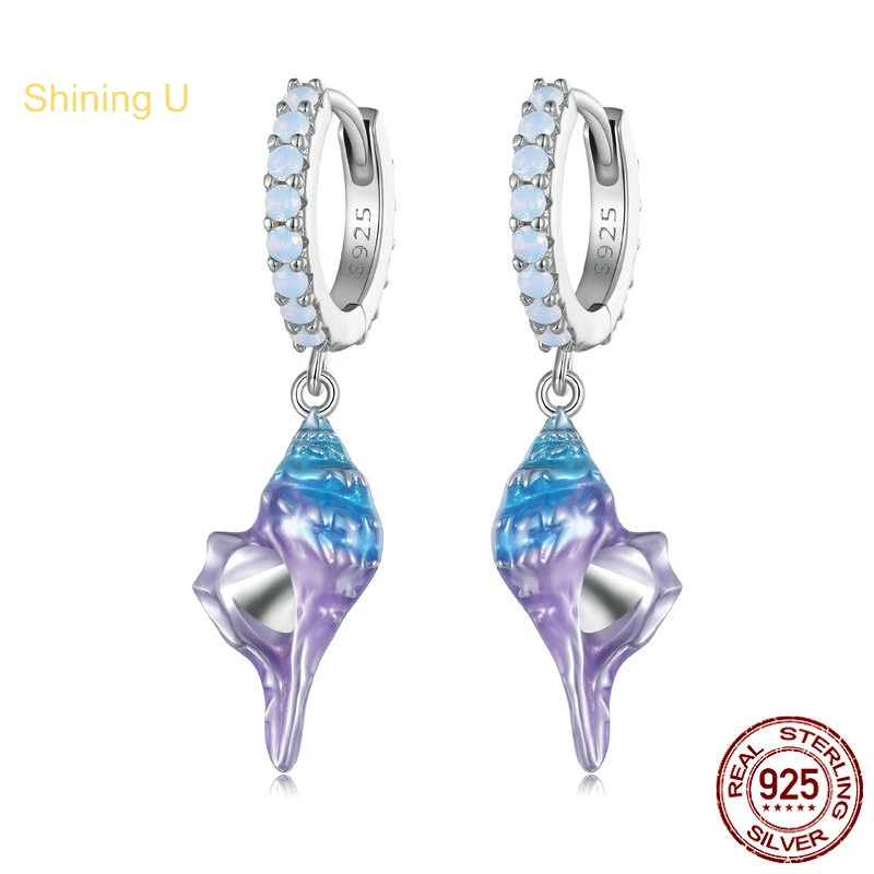 Shining U 925 Sterling Silver Opal Blue Conch Hoop Earrings Enameled Fine Jewelry for Women Gift Summer Seaside Vacation
Shining U 925 Sterling Silver Opal Blue Conch Hoop Earrings Enameled Fine Jewelry for Women Gift Summer Seaside Vacation