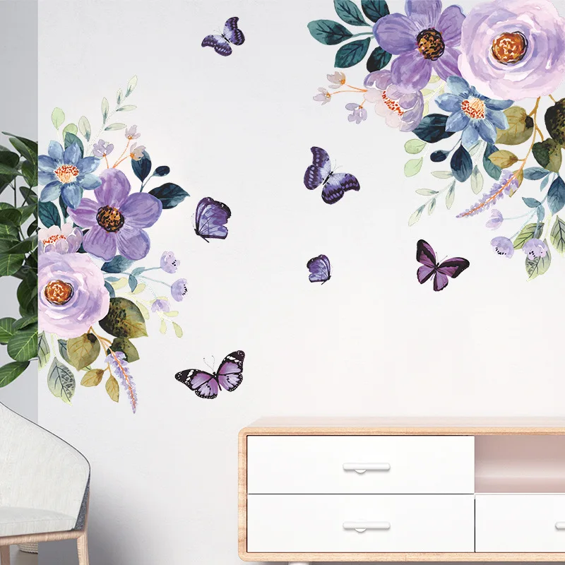 Romantic Purple Flowers Wall Sticker Home Decoration Living Room Bedroom Decor Water Color Wall Paper Self-adhesive Art Stickers
Romantic Purple Flowers Wall Sticker Home Decoration Living Room Bedroom Decor Water Color Wall Paper Self-adhesive Art Stickers
