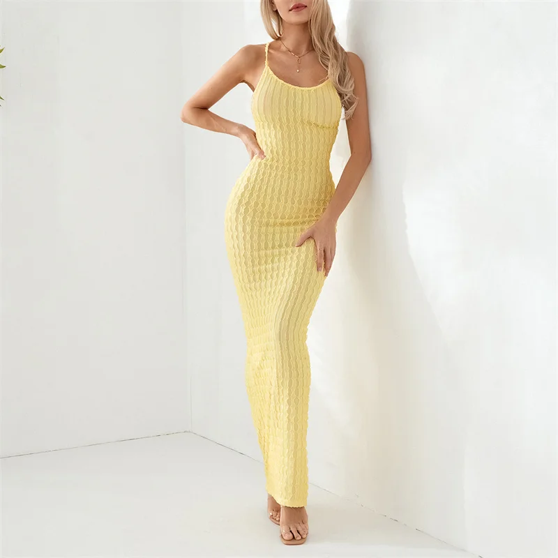 Summer Female Cross Bandage Backless Bodycon Dresses Solid Textured Sleeveless Party Fitted Cami Long Dress Women Beach Street
Summer Female Cross Bandage Backless Bodycon Dresses Solid Textured Sleeveless Party Fitted Cami Long Dress Women Beach Street