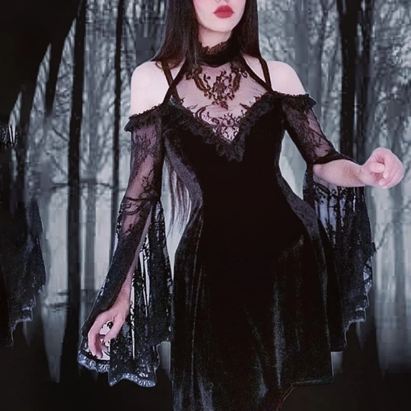 Женское бархатное платье Goth, винтажное ТРАПЕЦИЕВИДНОЕ платье с рукавами-фонариками и лямкой на шее, в готическом стиле, осеннее платье в сти...
Женское бархатное платье Goth, винтажное ТРАПЕЦИЕВИДНОЕ платье с рукавами-фонариками и лямкой на шее, в готическом стиле, осеннее платье в сти...