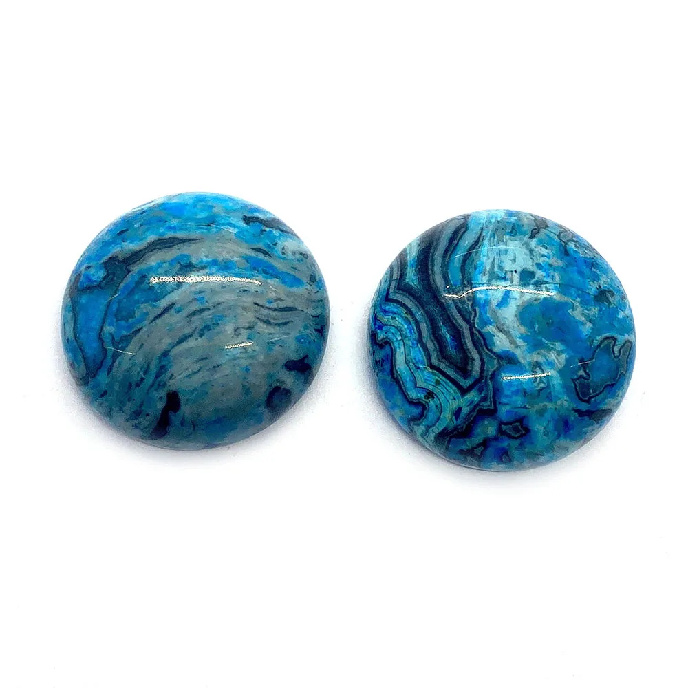 

Blue Crazy Agate Cabochon Loose Beads Natural Stone 19mm Round Ring Face DIY Charms for Jewelry Making Rings Agate Accessories