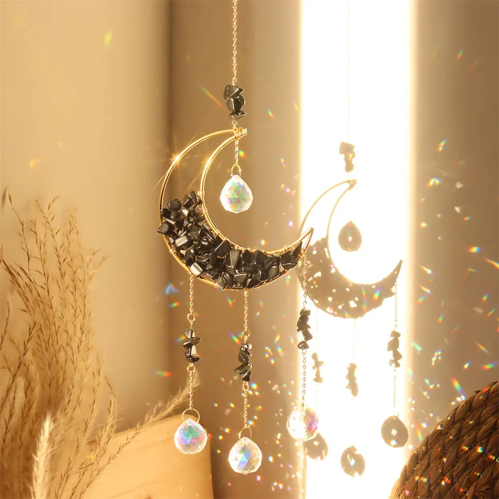 Moon Metal Crystal Rainbow Ornament Outdoor Garden Decoration Hanging Wind Chime Crystal Light Crystal Frame Pendant for Balcony
Moon Metal Crystal Rainbow Ornament Outdoor Garden Decoration Hanging Wind Chime Crystal Light Crystal Frame Pendant for Balcony