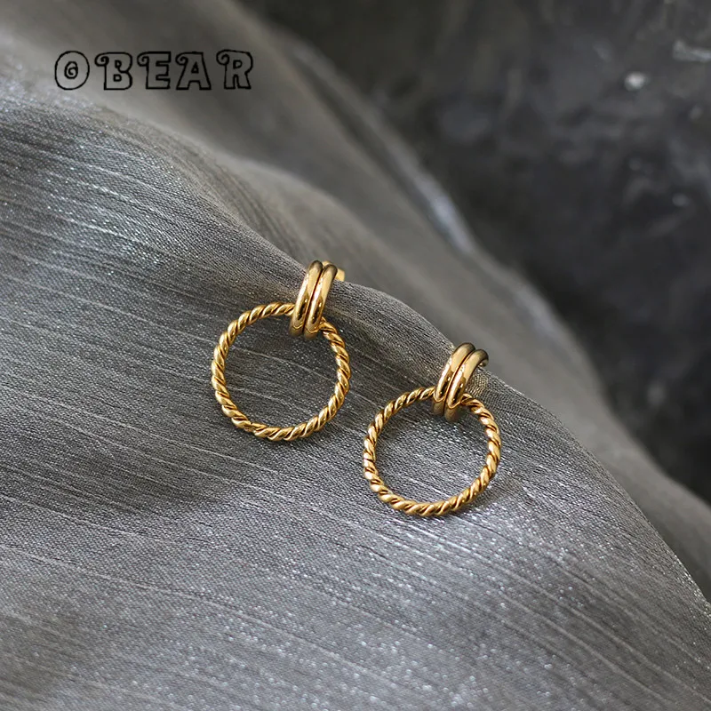 Waterproof Stainless Steel Roman Twist Circle Earrings Personalized Metal Texture Charm Fashion Golden Jewelry for Women
Waterproof Stainless Steel Roman Twist Circle Earrings Personalized Metal Texture Charm Fashion Golden Jewelry for Women