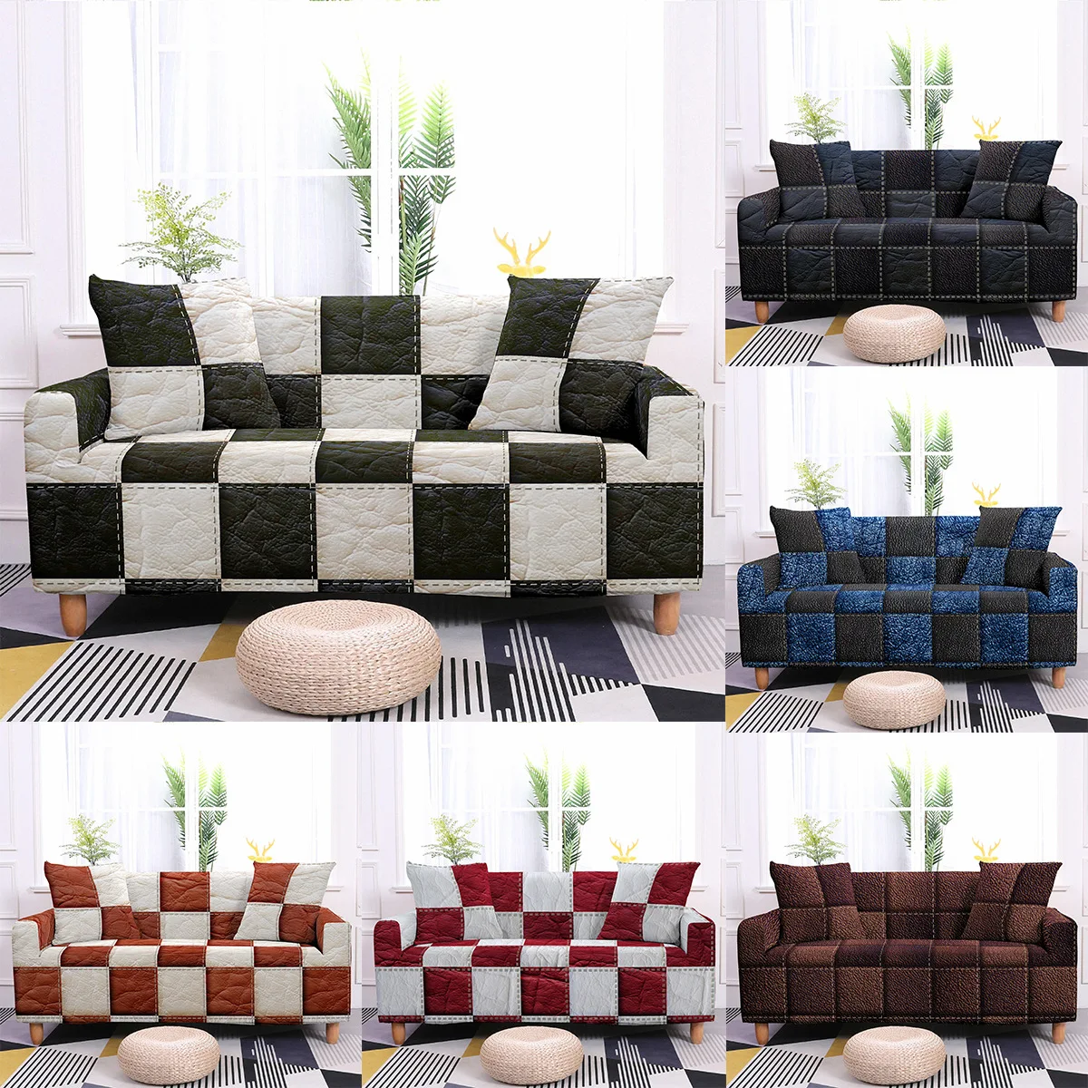 Patchwork Plaid Pattern Stretch Cough Cushion Cover Nordic Style All Inclusive Sofa Recliner Home Decoration Accessories
Patchwork Plaid Pattern Stretch Cough Cushion Cover Nordic Style All Inclusive Sofa Recliner Home Decoration Accessories