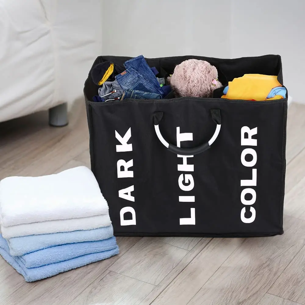 3 Sections Laundry Basket Laundry Bag for Dirty Clothes Storage Organizer with Carry Handles Cesto Ropa Sucia
3 Sections Laundry Basket Laundry Bag for Dirty Clothes Storage Organizer with Carry Handles Cesto Ropa Sucia