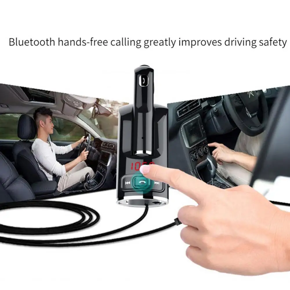 Автомобильный FM-передатчик Bluetooth 5,0, зарядное устройство с двумя USB-портами, беспроводной автомобильный комплект громкой связи, FM-адаптер, по...
Автомобильный FM-передатчик Bluetooth 5,0, зарядное устройство с двумя USB-портами, беспроводной автомобильный комплект громкой связи, FM-адаптер, по...