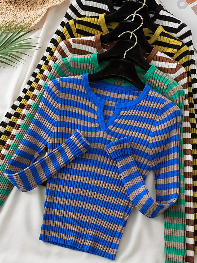 AOSSVIAO Knitted Sweater Striped V-Neck Sweaters Women 2022 Autumn Winter Clothes Long Sleeve Top Slim Pullover Pull Femme
AOSSVIAO Knitted Sweater Striped V-Neck Sweaters Women 2022 Autumn Winter Clothes Long Sleeve Top Slim Pullover Pull Femme