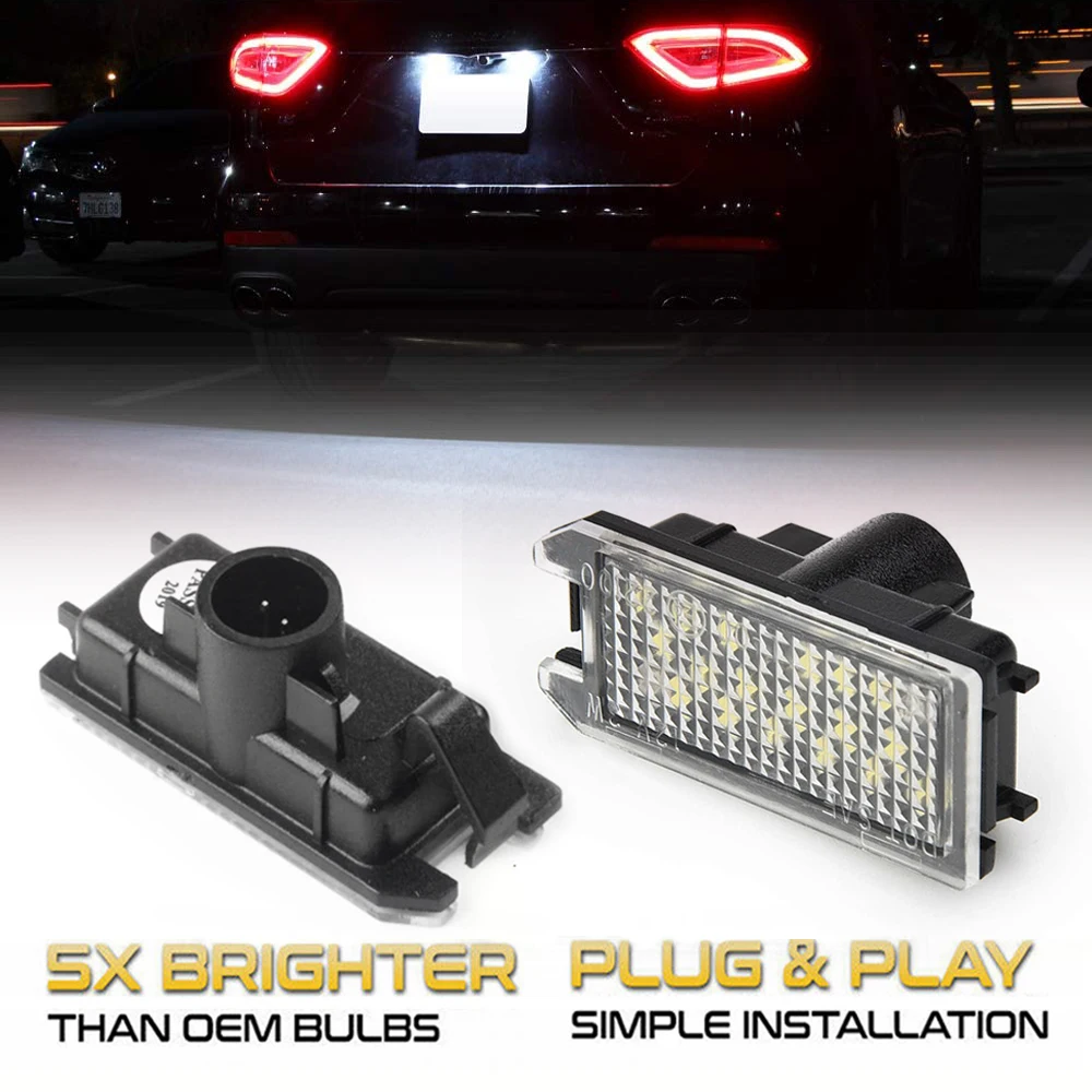 

2Pcs No Error LED Number License Plate Light Lamps For Jeep Compass Grand Cherokee Patriot Fiat 500 Dodge Viper Maserati Levante