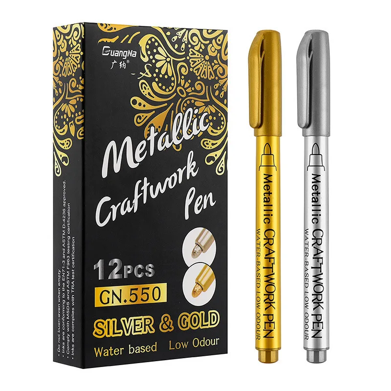 Permanent Metallic Marker Pens White Silver Gold Paint Pen Marker for Paper Glass Fabric CD Tire DIY Marking Japanese Stationery
Permanent Metallic Marker Pens White Silver Gold Paint Pen Marker for Paper Glass Fabric CD Tire DIY Marking Japanese Stationery