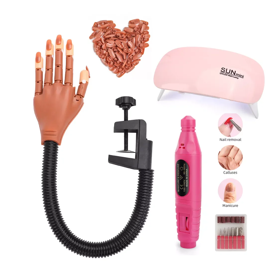 Nail Art Hands Manicure Practice Hand Sets with LED Light Nail Lamp Nails Drill Pen Polishing Grind Machine Nails Training Tools
Nail Art Hands Manicure Practice Hand Sets with LED Light Nail Lamp Nails Drill Pen Polishing Grind Machine Nails Training Tools