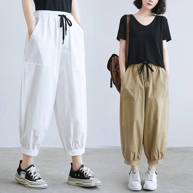 Women's Pants Summer Elastic Waist Lace Up Harlan Pants Loose Casual Versatile Leggings
Women's Pants Summer Elastic Waist Lace Up Harlan Pants Loose Casual Versatile Leggings