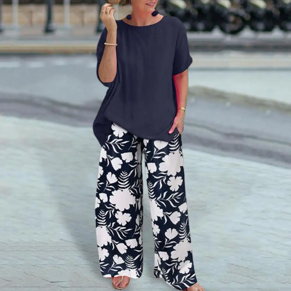T-shirt Pants Set Stylish Women's Two-piece Sets Loose-fit T-shirt Wide Leg Pants in Soft Contrast Colors for Summer Fashion
T-shirt Pants Set Stylish Women's Two-piece Sets Loose-fit T-shirt Wide Leg Pants in Soft Contrast Colors for Summer Fashion