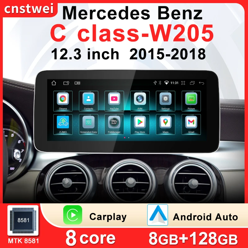 Автомобильный мультимедийный плеер cnstwei 12 3 дюйма Android для Mercedes Benz W205 C Class C180 C200