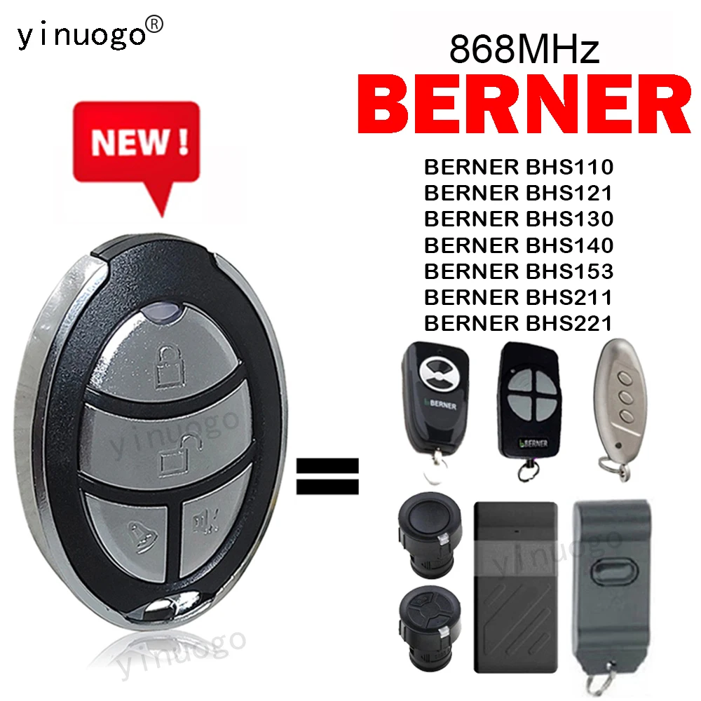 For BERNER BHS110 BHS121 BHS130 BHS140 BHS153 BHS211 BHS221 Garage Door Remote Control 868MHz Remote Control Gate
For BERNER BHS110 BHS121 BHS130 BHS140 BHS153 BHS211 BHS221 Garage Door Remote Control 868MHz Remote Control Gate