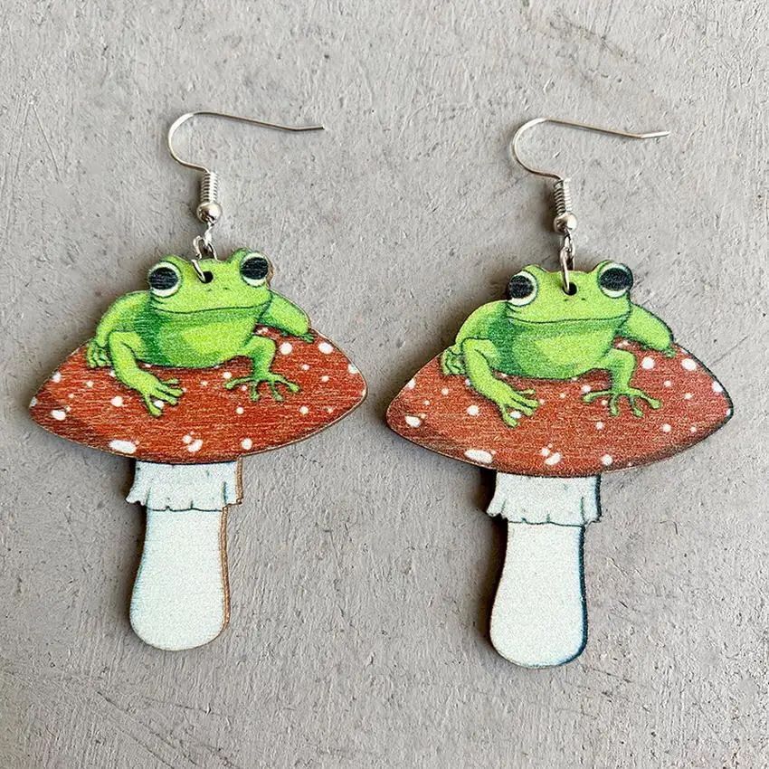 Fantasy Wood Mushroom Frog Earrings Mystical Jewelry Iridescent Wooden Fungi Earrings Toadstool Accessories Wholesale
Fantasy Wood Mushroom Frog Earrings Mystical Jewelry Iridescent Wooden Fungi Earrings Toadstool Accessories Wholesale