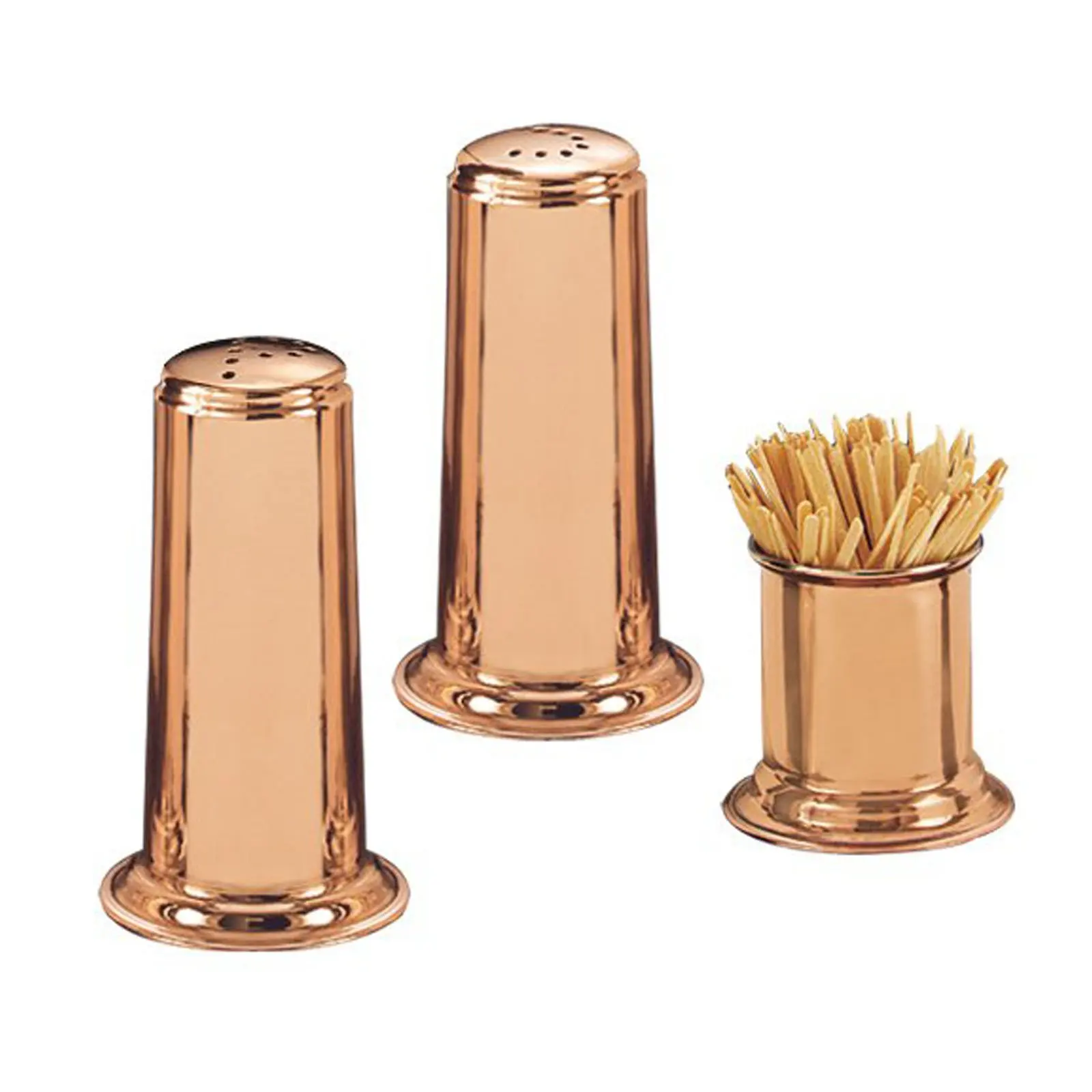 Free Shipping 4H in. Solid Copper Salt and Pepper Set with 2H in. Toothpick Holder
Free Shipping 4H in. Solid Copper Salt and Pepper Set with 2H in. Toothpick Holder