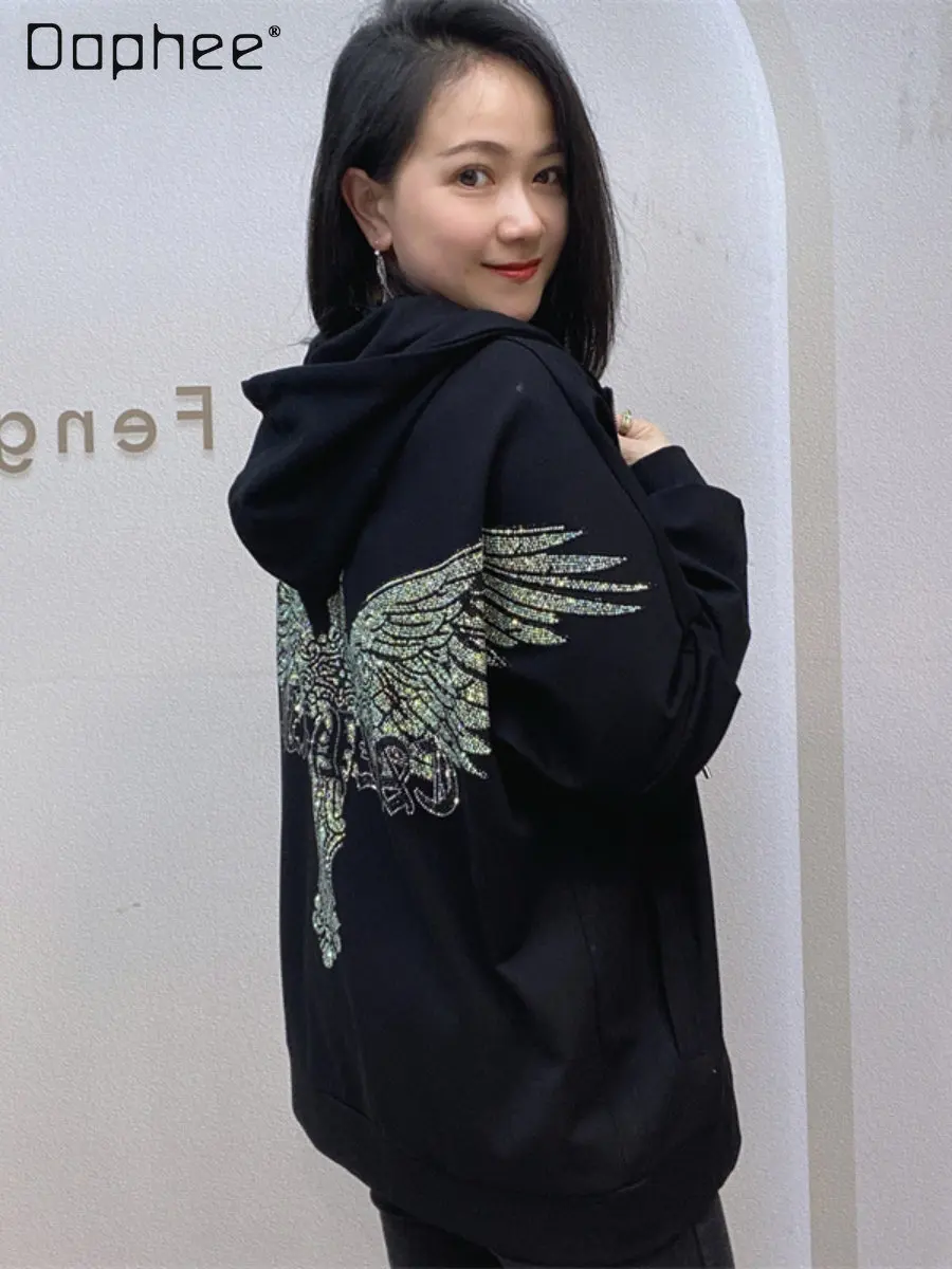 Oversided Women's Coat Fashion Heavy Diamond Loose Hoodie Long Sleeve Coat 2023 Spring and Autumn New Long-Sleeve Zipper Jacket
Oversided Women's Coat Fashion Heavy Diamond Loose Hoodie Long Sleeve Coat 2023 Spring and Autumn New Long-Sleeve Zipper Jacket