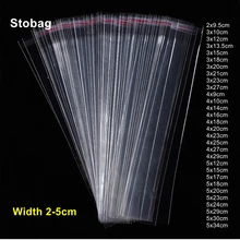 StoBag 200pcs Cellophane Self-adhesive Bag Transparent Long Sealed Jewelry Pen Necklace Gift Packaging Plastic Clear Pouches