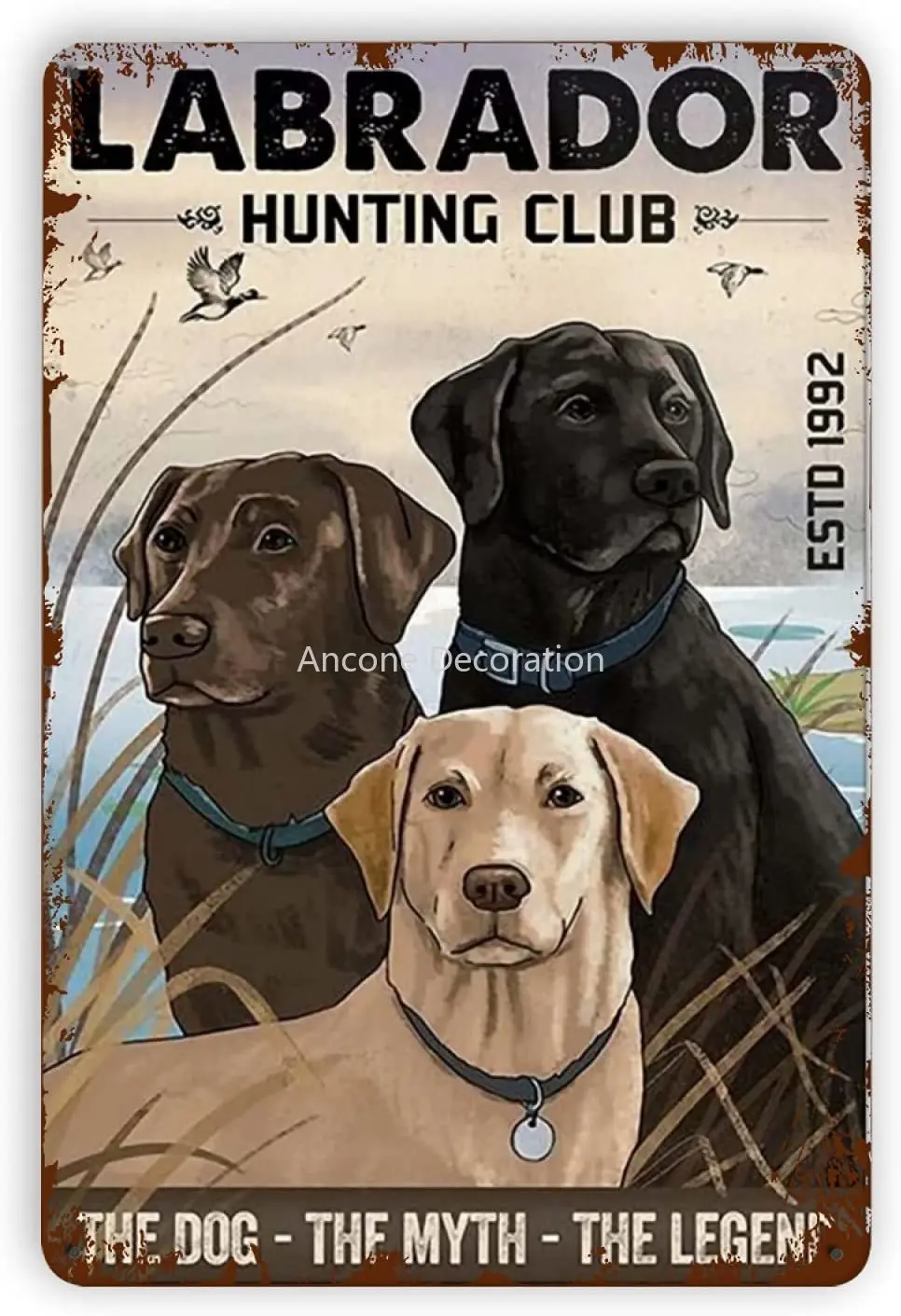 Metal Vintage Tin Logo Labrador Hunting Club Dog Funny Wall Decoration Suitable for Home Bar Cafe Bathroom Art Poster
Metal Vintage Tin Logo Labrador Hunting Club Dog Funny Wall Decoration Suitable for Home Bar Cafe Bathroom Art Poster