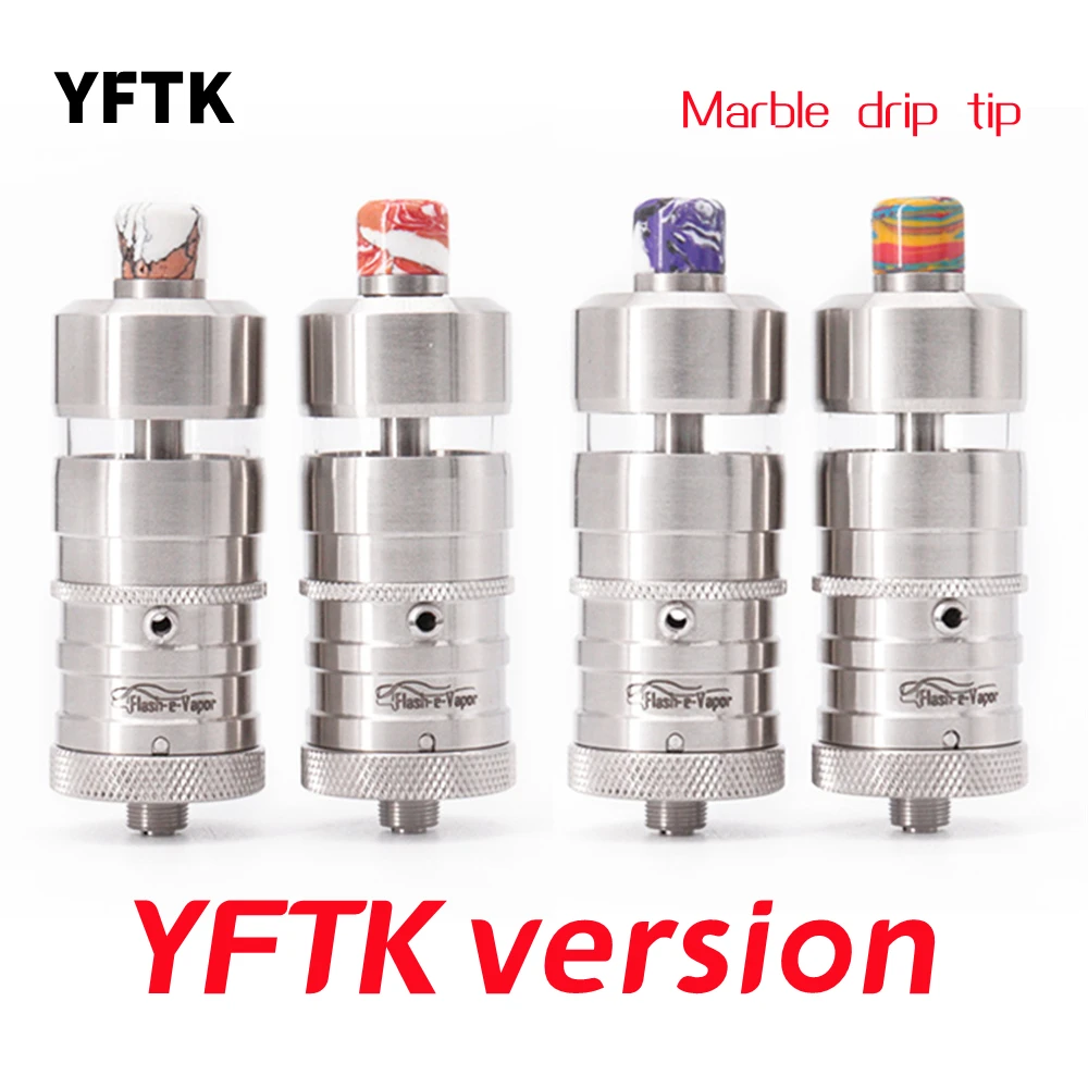 

YFTK Style Flash e Vapor V4.5S+ RTA MTL Atomizer 316ss 23mm 4.5ml Marble 510 Drip Tip Rebuildable Tank For Box Mod Ecig Pen