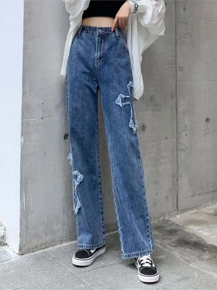Denim Jeans Women'S Cross Streetwear Retro Fashion High Waist Woman Girls Wide Leg Pants Trousers Female Trousers Jeans
Denim Jeans Women'S Cross Streetwear Retro Fashion High Waist Woman Girls Wide Leg Pants Trousers Female Trousers Jeans