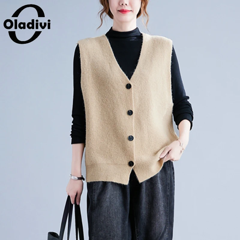 Oladivi New Sweater Vest Women Spring Autumn Knitwear Sleeveless Tank Tops Fashion Ladies Oversized Casual Loose Outerwears 5127
Oladivi New Sweater Vest Women Spring Autumn Knitwear Sleeveless Tank Tops Fashion Ladies Oversized Casual Loose Outerwears 5127