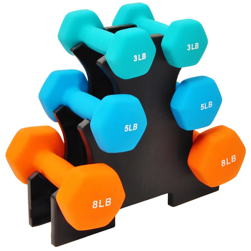 

BalanceFrom Dumbbell Set with Stand (3lbs, 5lbs, 8lbs Set) dumbbells weights gym equipment