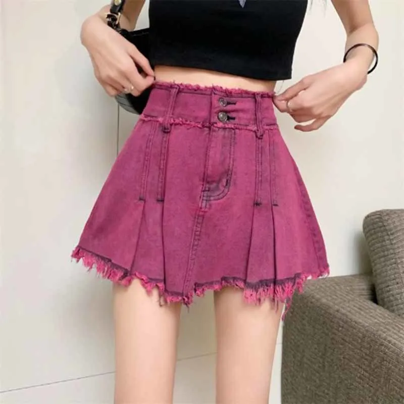 High Waist Two Buttons Y2K Streetwear Skirt A-line Fringed Skirts E-girl Aesthetics Outfits Pleated Denim Skirts
High Waist Two Buttons Y2K Streetwear Skirt A-line Fringed Skirts E-girl Aesthetics Outfits Pleated Denim Skirts