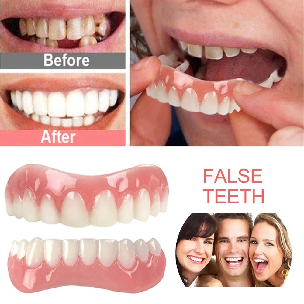 

False Teeth Silicone Upper/Lower Perfect Laugh Veneers Dentures Paste Fake Teeth Braces for Teeth whitening Oral Hygiene Tools