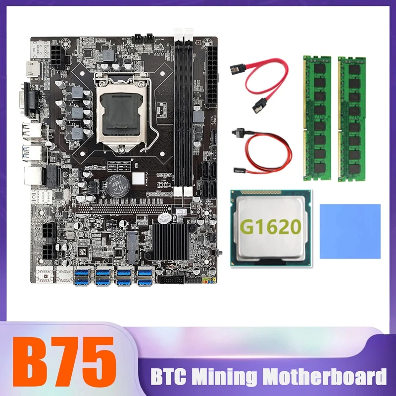 NEW-B75 BTC Miner Motherboard 8XUSB+G1620 CPU+2XDDR3 8G 1600Mhz RAM+SATA Cable+Switch Cable+Thermal Pad B75 USB Motherboard
NEW-B75 BTC Miner Motherboard 8XUSB+G1620 CPU+2XDDR3 8G 1600Mhz RAM+SATA Cable+Switch Cable+Thermal Pad B75 USB Motherboard