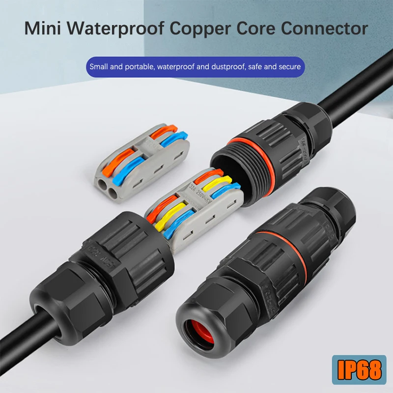 

Водонепроницаемый соединительный провод для кабеля IP68, быстрое соединение, водонепроницаемый разъем, 2/3 контакта, стандартная проводка, уличный водонепроницаемый терминал
