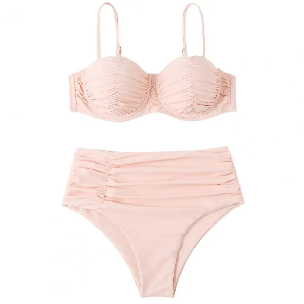 

2Pcs/Set Attractive Swimming Suit Sleeveless Summer Bikini Adjustable Spaghetti Straps Push Up Women Summer Bathing Suit Wading