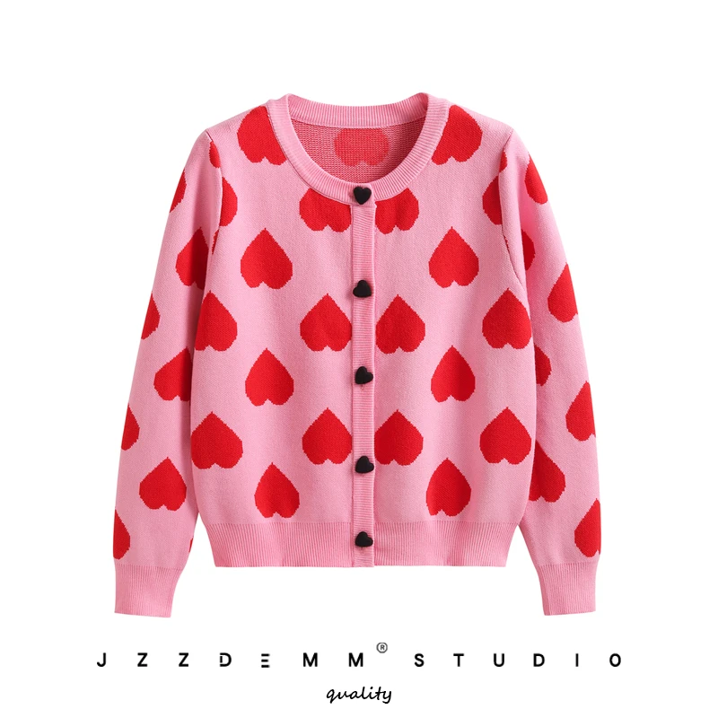 Love jacquard sweet fashion design cardigan women's spring new loose round neck knitted sweater top
Love jacquard sweet fashion design cardigan women's spring new loose round neck knitted sweater top