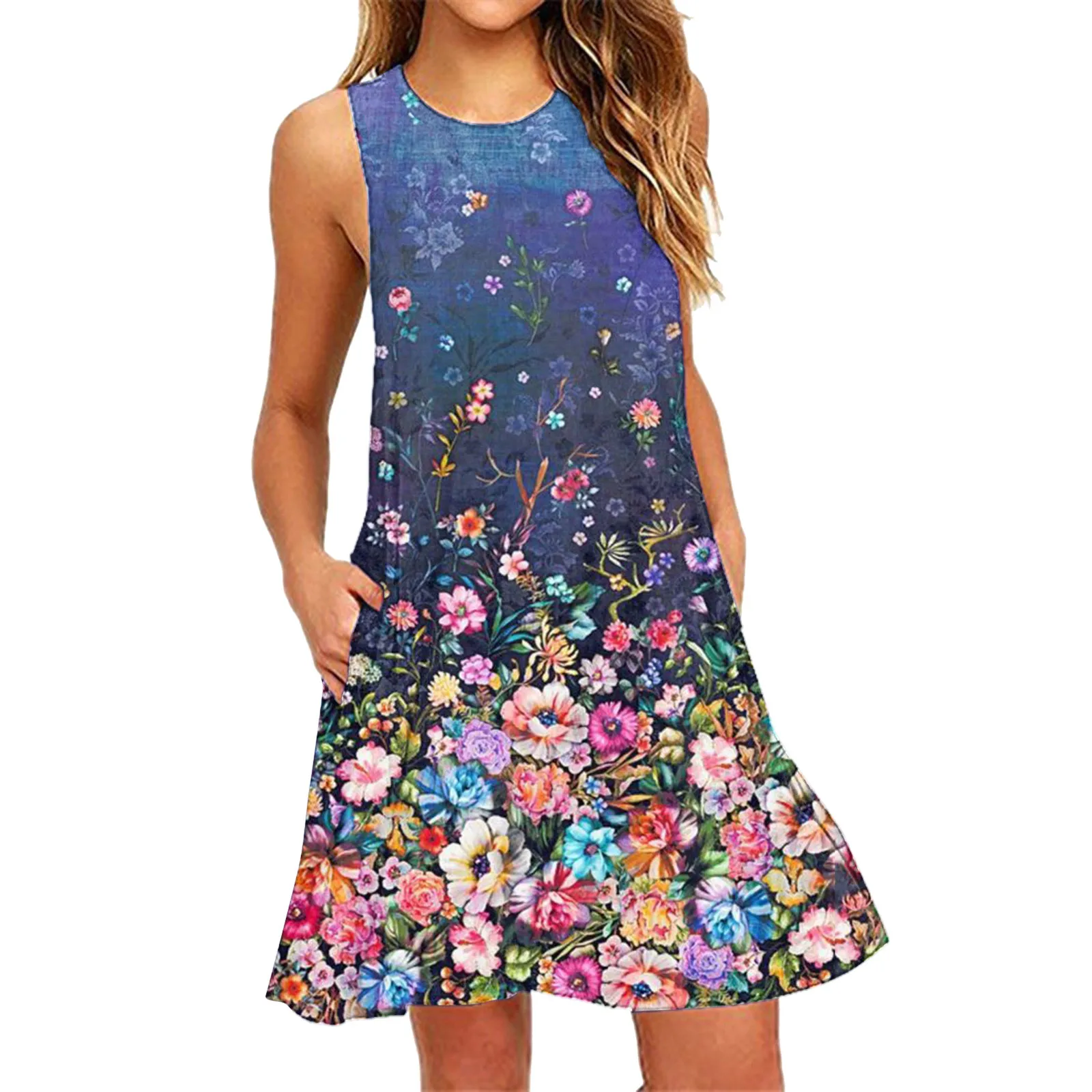 Ladies New Summer Dresses Beachwear Casual Round Neck Sleeveless Flower Printed With Pockets Tank Sundresses
Ladies New Summer Dresses Beachwear Casual Round Neck Sleeveless Flower Printed With Pockets Tank Sundresses