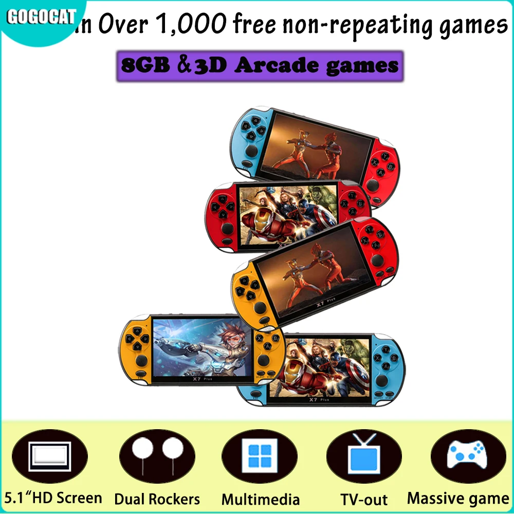 Music Rechargeable Video Handheld Portable Game Console HD Double Rocker Over 1000 X7 Plus MP5 Camera 8G Movies LCD Kids Video
Music Rechargeable Video Handheld Portable Game Console HD Double Rocker Over 1000 X7 Plus MP5 Camera 8G Movies LCD Kids Video