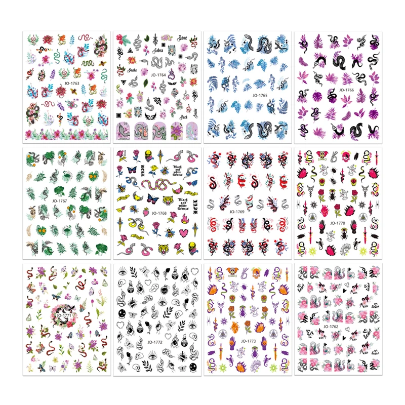 10PCS Snake Pattern Roses Leaves Butterfly Animal Nail Stickers Art Design Nail Decals Decorative Stickers JO1762-JO1773
10PCS Snake Pattern Roses Leaves Butterfly Animal Nail Stickers Art Design Nail Decals Decorative Stickers JO1762-JO1773
