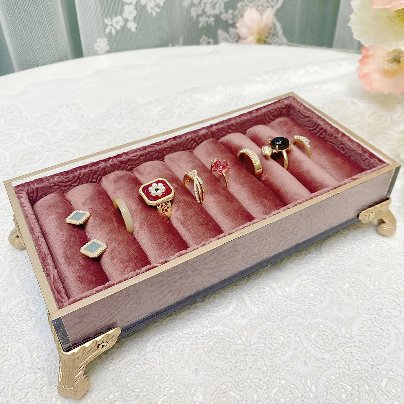 Women Jewelry Display Tray Gift Lines Storage Box Rings Organizer Box Rack for Ear Studs Rings Pink Showcase Home Decor
Women Jewelry Display Tray Gift Lines Storage Box Rings Organizer Box Rack for Ear Studs Rings Pink Showcase Home Decor