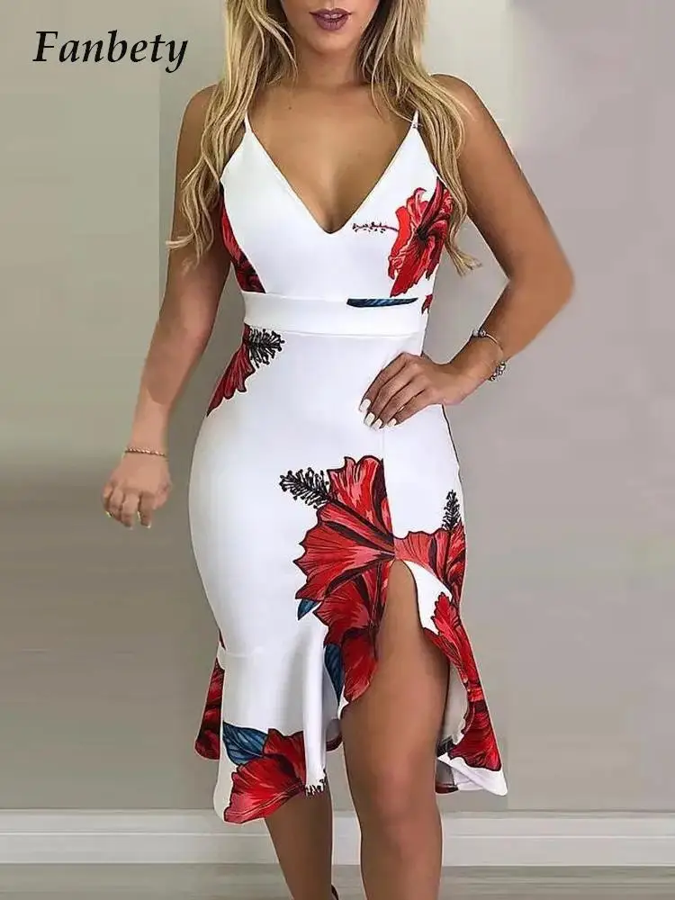 Summer Fashion Ladies Sling Bodycon Dress New Sexy V-Neck High Waist Ruffle Mini Dress Women Vintage Printed Party Dress Vestido
Summer Fashion Ladies Sling Bodycon Dress New Sexy V-Neck High Waist Ruffle Mini Dress Women Vintage Printed Party Dress Vestido
