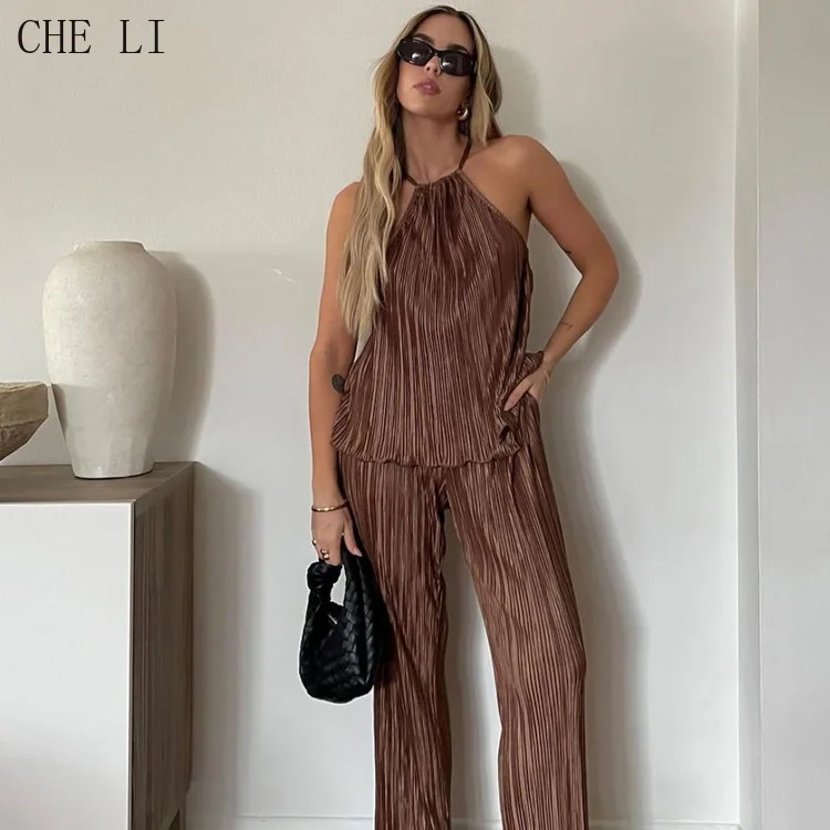Street Fashion 2022 Summer Suit Women's Casual Lazy Wind Slim Wrinkled Camisole Vest + Loose Wide Leg Pants Two-piece Women's
Street Fashion 2022 Summer Suit Women's Casual Lazy Wind Slim Wrinkled Camisole Vest + Loose Wide Leg Pants Two-piece Women's