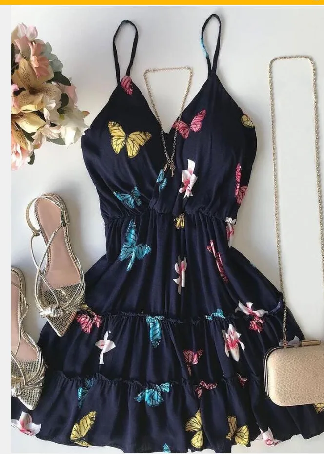 Women Fashion Dress Summer Vintage Butterfly Sleeveless Dresses Retro Mini Party Dresses
Women Fashion Dress Summer Vintage Butterfly Sleeveless Dresses Retro Mini Party Dresses